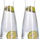 2 Pack Acrylic Water Carafe with Flip Top Lid, Food Grade & Recyclable Shatterproof Pitcher - for Water, Iced Tea, Juice, Lemonade, Milk, Cold Brew, Mimosa Bar