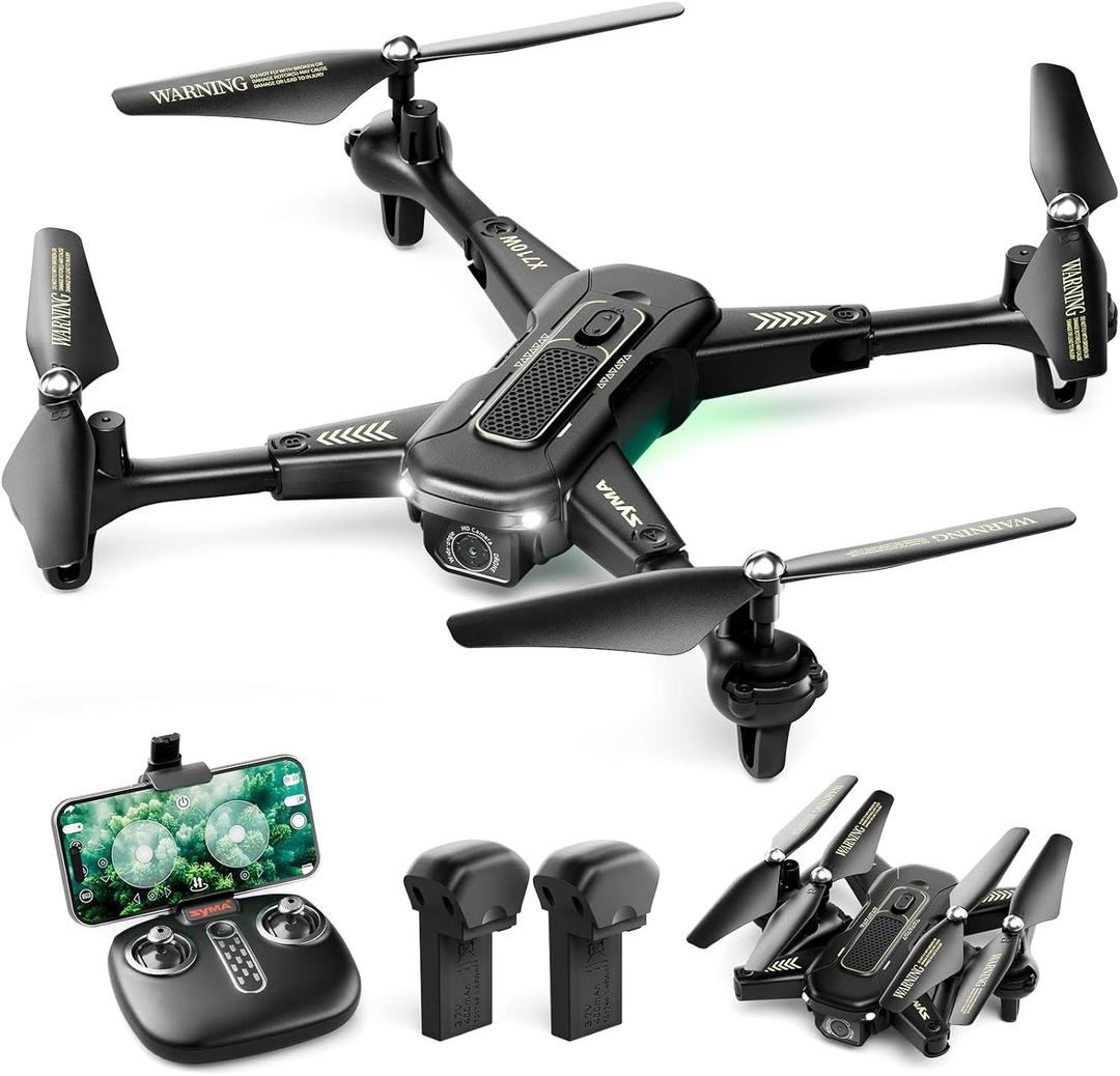SYMA Drone with Camera for Adults, X710W FPV HD 1080P Camera Drone for Beginners, Foldable Quadcopter Toys Gifts with Optical Flow Positioning, Tap Fly, Headless Mode, 24Mins Long Flight Time (Black Gold)