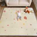 Mallify Extra Large Foldable Play Mat, Reversible Baby Play Mat with Edge Reinforcement, Non-Toxic & Waterproof Baby Mat for Floor, Foam Playmat with Travel Bag, Rainbow, Cloud & Moon, 79"x71"