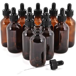Vivaplex 12, Amber, 2 oz Glass Bottles, With Glass Eye Droppers