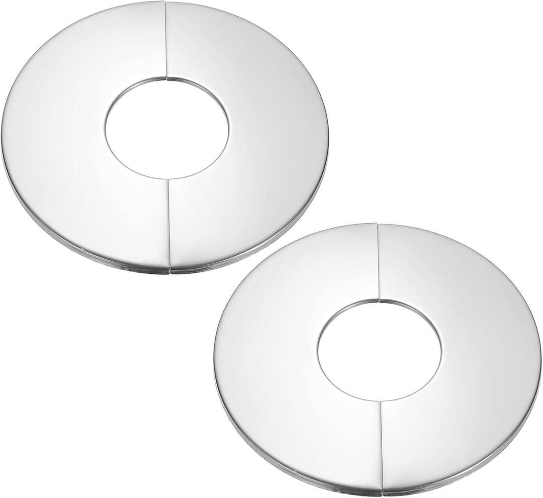 PATIKIL Wall Split Flange 2.5" (63mm),2 Pcs Stainless Steel Round Self-Adhesive Escutcheon Plate Plumbing Wall Cover for Kitchen Bathroom Arm Pipe Faucet Decoration, Silver