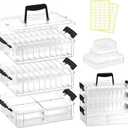 Bead Organizer Box 58 Pcs, 3-Tier Stackable Storage Box, and 3 Different Container Sizes Small Plastic Containers with Lids, Portability, Clear Organizers for Jewelry DIY Craft Storage