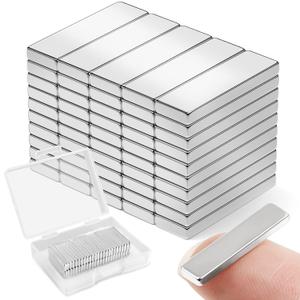 50Pcs Strong Neodymium Magnets Bar, 20x5x2mm Heavy Duty Rare Earth Magnets, Rectangular Magnetic Bar, Small Powerful Magnetic Bar for Crafts Kitchen DIY Tool Storage Science Office (Silver)