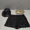 Halloween Singer Costume Black Bowler Hat Heart Sunglasses Shorts for Costume Party Music Festival Concert Size M