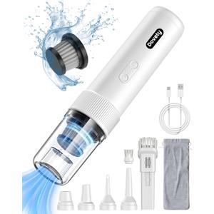 Cordless Handheld Car Vacuum Cleaner - 21000PA 5-in-1 Portable Vacuum with LED Light & HEPA Filter, Up to 40 Mins Runtime Small Hand Held Cleaner for Car Detailing, Pet Hair, Home, Office (White 1 Pack)