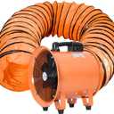 Utility Blower 8 Inch High Velocity Ventilator with Duct Hose, Low Noise Portable Ventilation Fan, Fume Extractor for Home and Job Site (8IN+25FT Hose)