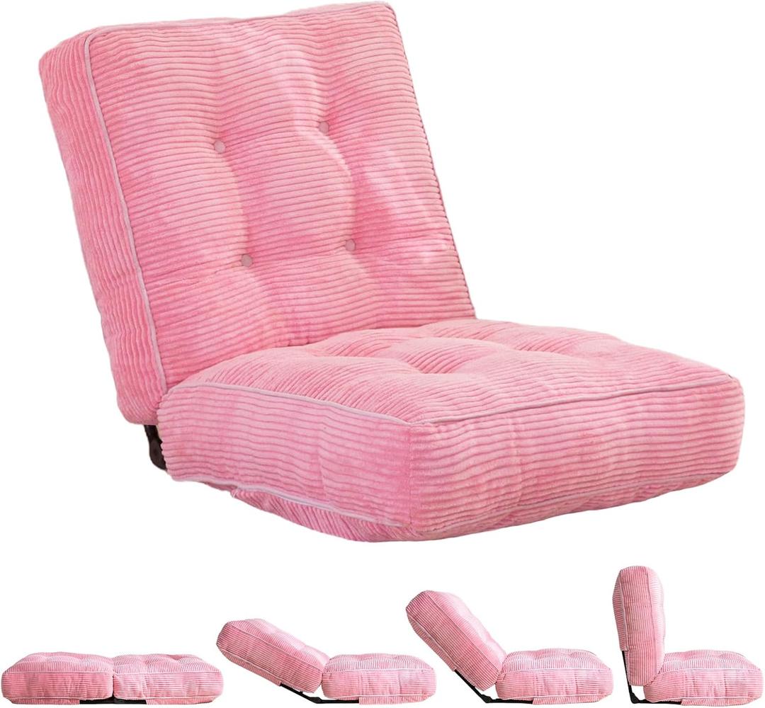 MAXYOYO Adjustable Floor Chair with Back Support, Gaming Chair Floor Meditation Couch with Tufted Cushion, Adults Lounge Folding Sofa Seat for Reading Meditating Sleeping, Pink (Standard)