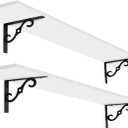 DINZI LVJ Long Wall Shelves, 55.1" Large Floating Shelves Set of 2, Wide Display Shelf Wall Mounted with Brackets, Easy Hanging for Living Room, Toilet, Office, Bedroom, White (55.1 Inch)