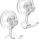 VIS'V Suction Cup Razor Holder, Shower Suction Razor Hooks for His and Hers, Removable and Reusable, Clear, 2 Pcs