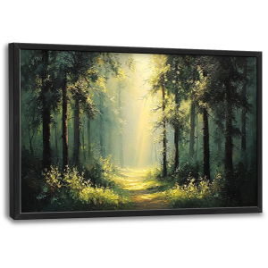 Large Green Forest Wall Art for Living Room Tree Pictures Sunshine Big Wall Decor Nature Landscape Canvas Print Painting Home Framed Artwork Decoration Gifts for Bedroom Office 24"x36"