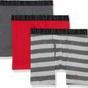 POLO RALPH LAUREN Men's Stretch Classic Fit Boxer Briefs, Trunks & Long Leg, 3-Pack, RL2000 Red/Charcoal Heather & Andover Heather Stripe/Charcoal Heather, Medium