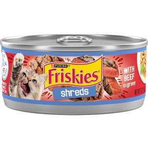 Purina Friskies Shreds With Beef in Gravy Wet Cat Food - (Pack of 24) 5.5 oz. Cans (EXP 04/30/28)