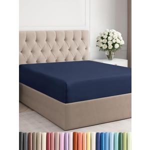 Full Fitted Bed Sheet - Bottom Single Fitted Sheet Only - Ultra-Soft Hotel Luxury Bedding w/ 8-16 Inch Deep Pockets - Breathable, Cooling & Wrinkle Free - Easy-Fit, Fade & Shrink Resistant - Navy Blue Full Fitted Bed Sheet - Bottom Single Fitted Sheet Only - Ultra-Soft Hotel Luxury Bedding w/ 8-16 Inch Deep Pockets - Breathable, Cooling & Wrinkle Free - Easy-Fit, Fade & Shrink Resistant - Navy Blue