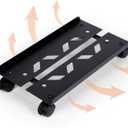 Mobile PC Stand, Adjustable Metal Computer Tower Stand, PC Floor Stand with 4 Locking Caster Wheels, PC Tower Stand, CPU Holder, PC Cart PC Riser Fits Most PC for Gaming Office Desk