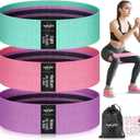 Resistance Bands for Working Out, Fabric Exercise Bands for Legs and Butt, Workout Bands for Women and Men, Booty Band for Yoga Starter Set, Pilates, Rehab, Fitness and Home Workout (1.Pink,Aqua,Purple)