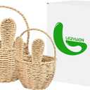 Small Wicker Bunny Basket for Baby - 2pcs Cute Easter Basket 7" x 5" Mini Bunny Basket with Ears for Organizing Flowers Candy Easter Egg Woven Storage Bins Decorative Gift Baskets Halloween Christmas