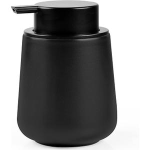 Bosilunlife Black Lotion Dispenser - 12Oz Ceramic Soap Dispenser Bathroom Refillable Liquid Hand Wash Dispenser for Bathroom Kitchen Dish Soap Dispenser with Easy-to-Press Pump