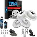 TRQ Front and Rear Performance Brake Pad & Rotor Kit Brake Chemical Kit Brake Pads Brake Rotors Set Ceramic Premium G-Coated Compatible with 2006-2009 Subaru Legacy 2005-2009 Outback