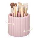 Anyoifax 360 Rotating Makeup Brush Holder 7 Slots Make Up Brush Organizer Removable Spinning Cosmetic Brushes Storage Pen Holder for Vanity, Dresser, Desk, Pink