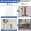 Malier Metal Freestanding Dog Gates with Door, 32'' Height Outdoor Indoor Dog Fences, Extra Wide Foldable Puppy Gate for Stairs (White, 6 Panels with Door 120''W 32''H)