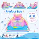 Inflatable Water Slide Bounce House for Kids, 12.1 FT x 10.3 FT Small Water Park Bouncy Castle, Double Slides, Jumper, Climbing Wall, Basketball Hoops, Included Blower, 145" L x 123.5" W x 72.8" H