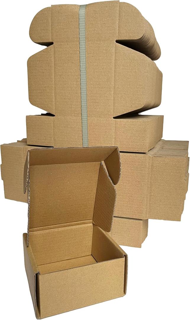 4x4x2 inches pack of 100 shipping boxes, Brown Cardboard Mailer Box for small Business packaging supplies, packing and Wrapping Mailing present (442)