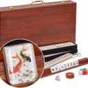 Yellow Mountain Imports American Mahjong Set, Koi Fish with Wooden Case - Four Wooden Racks, Acrylic Pushers, Wright Patterson Scoring Coins, Dice, & Wind Indicator