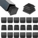 50-Pack Tubing End Caps, 7/8 x 7/8 Inch Plastic Square Hole Plugs Inserts for Chair Leg/Bar Stool/Fitness Equipment, Chair Glides Fence Plug Floor Protectors