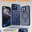TOCOL Magnetic for iPhone 16 Pro Case, Upgraded Full Camera Protection, Compatible with Magsafe, Drop Protection, Translucent Matte Back Bumper for iPhone 16 Pro 6.3-Inch (Dark Blue)