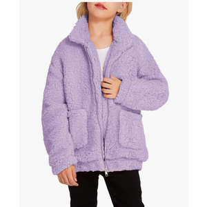Arshiner Girls Full Zip Fleece Jacket Sherpa Outwear Coat Fall Winter for 4-12Y