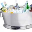 Sol Living Insulated Beverage Tub Large Ice Bucket with Handles Double Wall Stainless Steel Ice Bucket and Cooler for Wine, Drinks, Bar, Party, and Gift Beverage Cooler for Indoor and Outdoor Parties (6.5 Gallon)