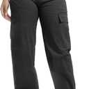 Soulsfeng Women's Baggy Cargo Pants Relaxed Fit Casual Cotton Hiking Pants with 6 Pockets (8, Black)