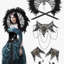 Witch Jewelry Victorian Dress for Women Lace Choker Lace Necklace Bracelet Wristband Set Halloween Costume Cosplay Black