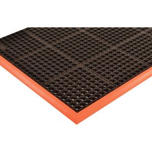 NoTrax Sure Step Rubber Non Slip Drainage Mat - Orange/Black 40" x 64" Lightweight Light-Duty Anti Fatigue Mats with 4 Sided Beveled Edges and Ergonomic Support - 514S4064OB