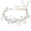 SWEETV Crystal Bridal Headpiece Silver Wedding Headband for Brides Pearl Hair Vine Rhinestone Hair Accessories for Women