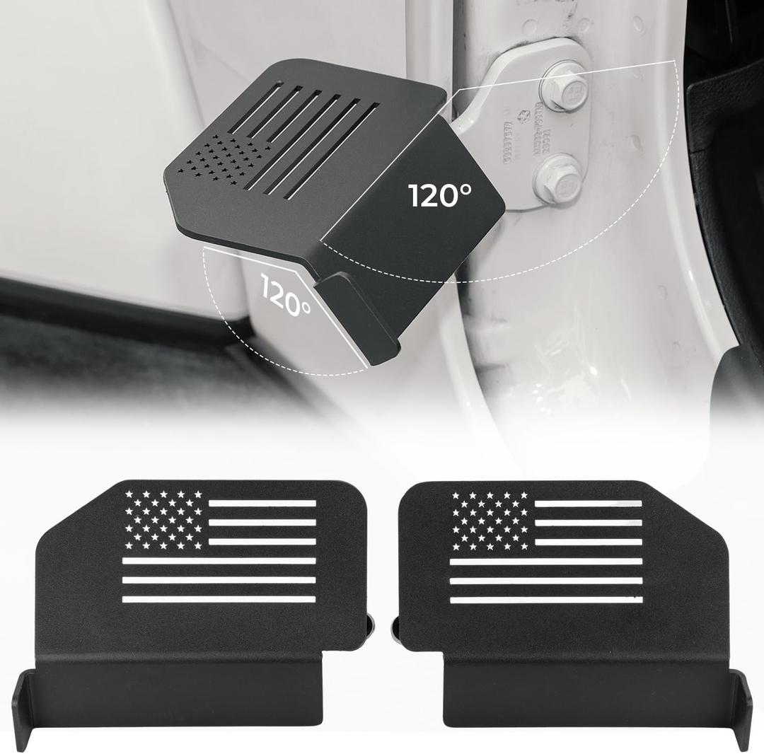 JOYTUTUS 120 Upgraded Wrangler Foot Pegs Doors Off Compatible with Wrangler JK JL Gladiator JT 2007 to 2026, Exterior Door Hinge Foot Pegs Foot Rest Pedals (US Flag Pattern)