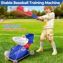 Automatic Baseball Pitching Machine for Kids, Baseball Hitting Trainer with Bat & 4 Balls, T Ball Launcher Training Equipment, Outdoor Indoor Sports Toy Gift for Boys Girls 6+