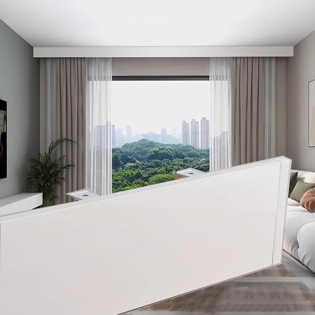 Curtain Pelmet Panel Without Track Window Cornice Boards Box Valances for Windows, Blinds Look Frame Aluminum Alloy Decorative Block Ceiling Mounting