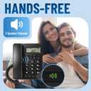 Corded Landline Phones for Home/Office, Desk Corded Telephone with Display and Adjustable Volume, Support Music on Hold, Speakerphone, DND and Calculator Function, Uvital House Phone (Black)