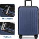 KYME 24-Inch Medium Luggage with Dual 360 Spinner Wheels Hardshell Checked TSA Approved Suitcase for Lightweight Travel (Navy Blue, 24" Checked)