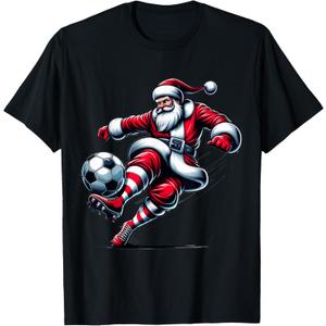 Santa Plays Soccer Christmas Sports Women Men Kids T-Shirt M