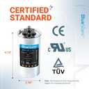 [UL Certified] BlueStars 45+5 uF 45/5 MFD 370V or 440V AC Dual Circular Run Start Capacitor CBB65 50/60 Hz - Fit Air Conditioner Motor Run or Fan Start or Condenser Straight, Replace 97F9895 Z97F995