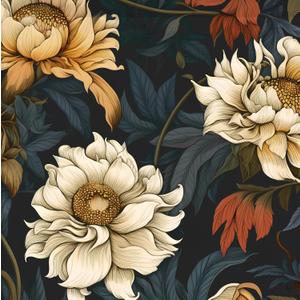 Black Floral Wallpaper Peel and Stick Wallpaper Leaf Stick and Peel Colorful Contact Paper for Cabinets Waterproof Self Adhesive Wall Paper for Kitchen Countertop Wall 17.5" x 393"