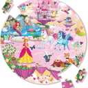 SYNARRY Unicorn Princess Mermaid Fairy Floor Puzzle for Kids Ages 3-5, Large 70 Piece Wooden Puzzle for Kids Ages 4-6, Preschool Toys Gifts for 3 4 5 6 7 8 Years Old Boys Girls Children