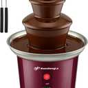 WanshengLe 3-Tier Mini Chocolate Fountain, 18oz Small Stainless Steel Chocolate Fondue Fountain, Detachable Chocolate Fondue Machine for Party Night, Dip Strawberries - Burgundy