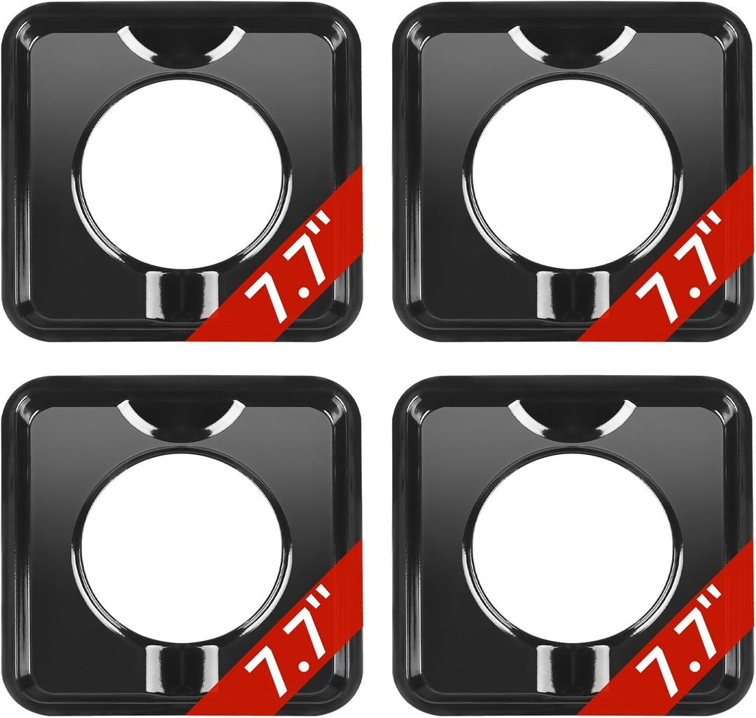 4 Pack Gas Range Drip Pans Square Reusable Black BN24 Burner Covers (7.7''*7.7'') Replaces WP786333, AP6011553, PS11744751 Liner Covers by Puxyblue