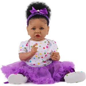 HOOMAI Lifelike Reborn Baby Dolls with Soft Body African American Realistic Girl Doll 22.8 Inch Best Birthday Gift Set