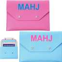 2 Leather Mahjong Card Clutch Holder Pouch for Cards Mahjong Accessories 8x6 Inch Protective Cover Case with Secure Closure Ideal Gift for Lover Playing Game Night Hot (Hot Pink,Navy Blue)