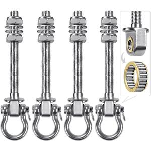 SELEWARE Heavy Duty Bearing Swing Hangers, 4 Pack Stainless Steel Swing Set Hooks for Wood and Steel Beam, for Hammock, Yoga Swing, Porch Swing, Heavy Bag, 5" x M2/5", 1500LB Capacity