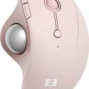 seenda Wireless Trackball Mouse, Ergonomic Bluetooth Rollerball Mouse Rechargeable, 3 Device Connection Optical Mice Adjustable DPI Thumb Control Mice Compatible for PC/Laptop/Windows/Mac - Rose Pink
